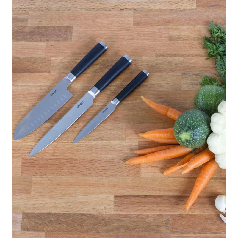 Coffret de cuisine 3 couteaux avec gravure
