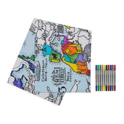 Nappe carte du monde à colorier lavable - EATSLEEPDOODLE