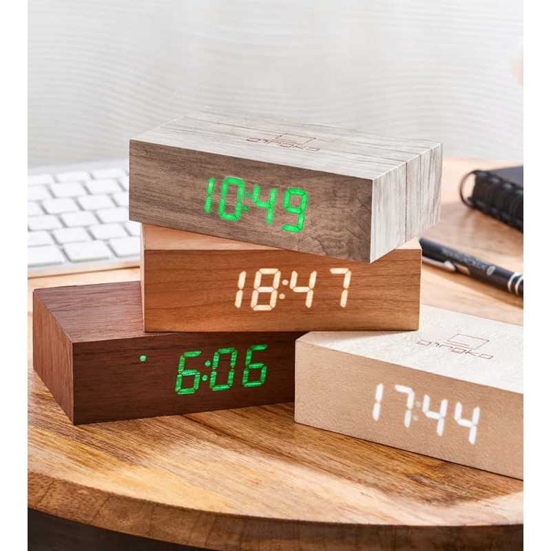 FLIP CLICK CLOCK : Réveil en bois réversible LCD - GINGKO