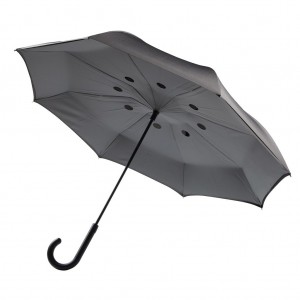 parapluie reversible noir ouvert - objets tendance pour l'automne