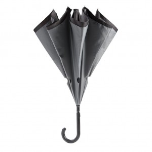 Parapluie reversible noir semi ouvert - objets tendance pour l'automne