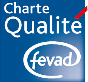 logo représentant la charte de qualité de la fevadfevad de couleur bleue et blanc