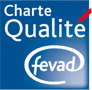 logo représentant la charte de qualité de la fevadfevad de couleur bleue et blanc